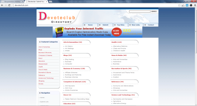 Image of the Devote Club directory homepage 