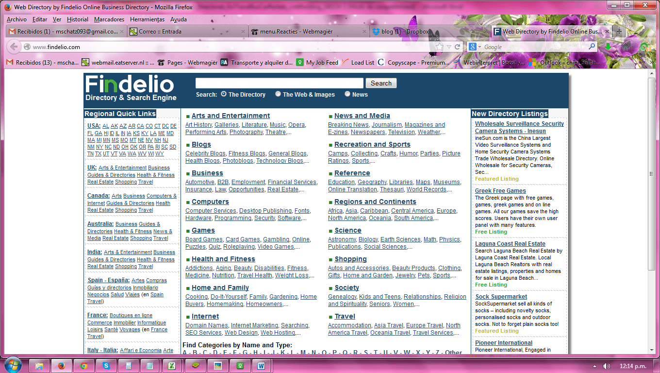 Glance of the efficiently stuffed homepage of Findelio extensive directory 