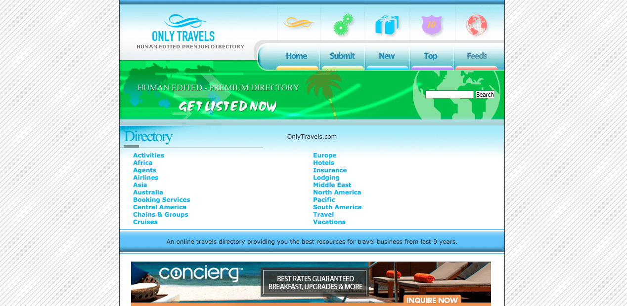Homepage of freedirectorytravel.com
