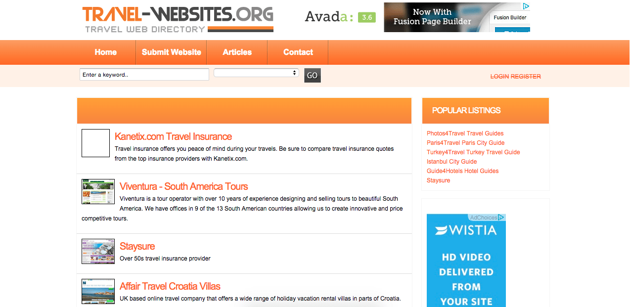 Homepage of travel-websites.org