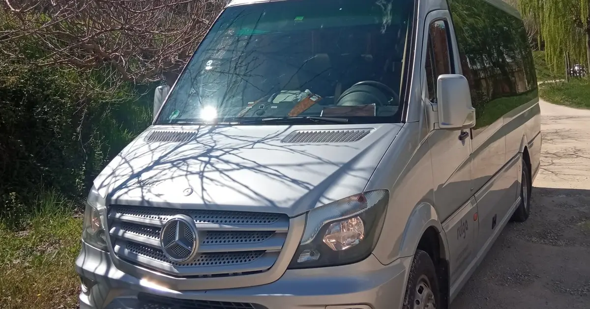 A 15 seater minibus Mercedes Sprinter parked in Perugia