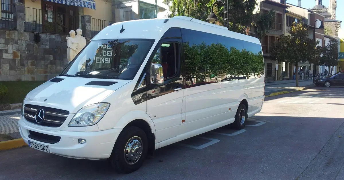 Un minibús Mercedes Sprinter de 15 plazas aparcado en una calle de Bilbao