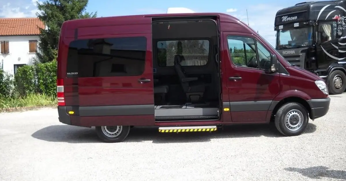 A 15 seater Mercedes Sprinter minibus parked during a tour in Palermo