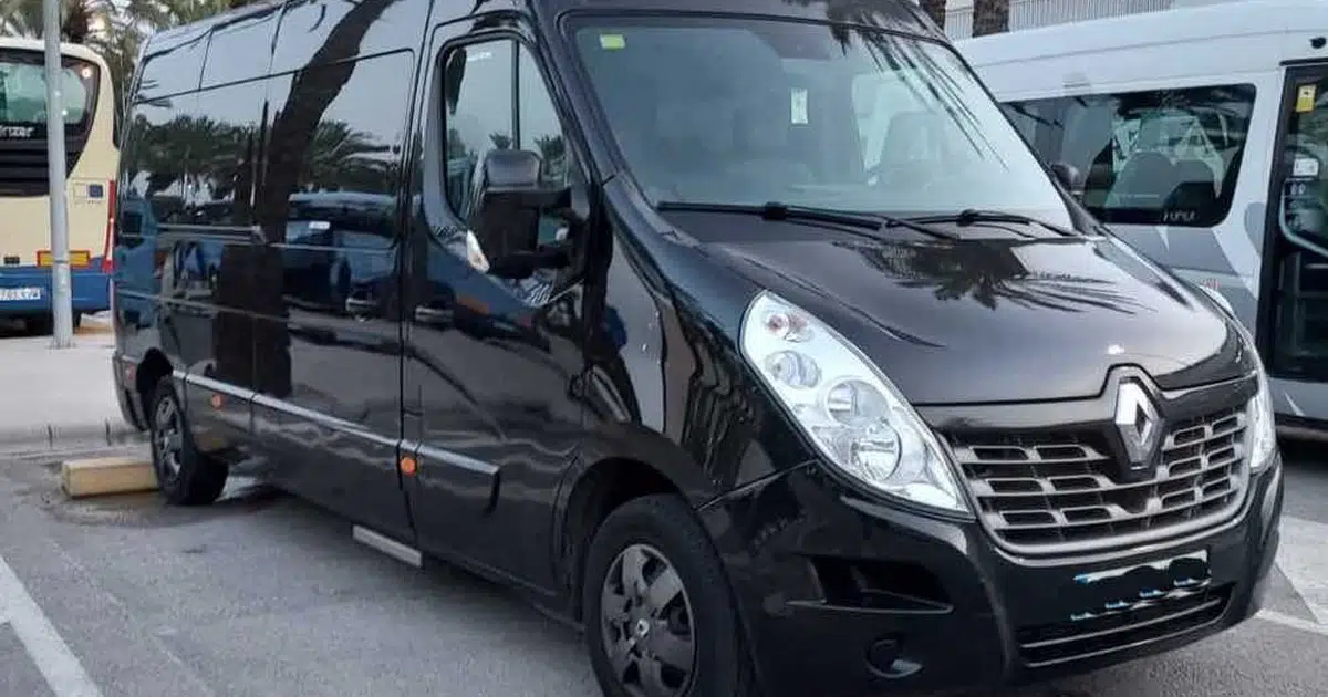 A 15 seater Renault Sprinter minibus at a parking in Santa Cruz de Tenerife
