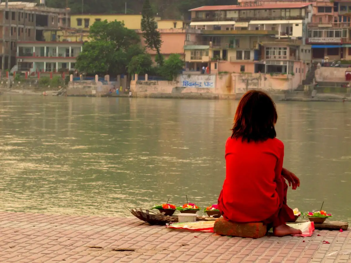 Child beside the Ganges in Varanasi Varanasi Ganges River