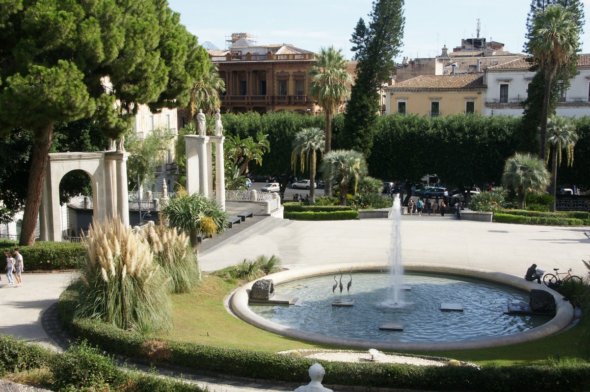By the entrance to the Villa Bellini, Catania
