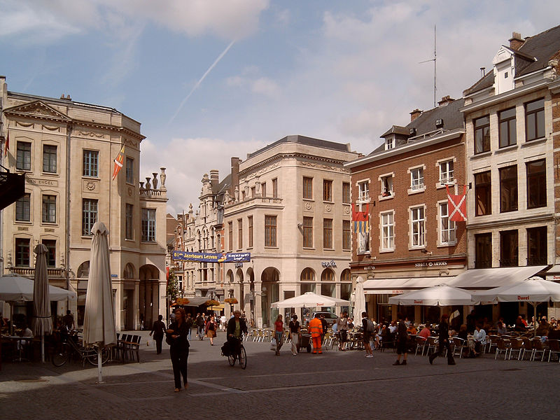 Leuven, view to a street de Grote Markt