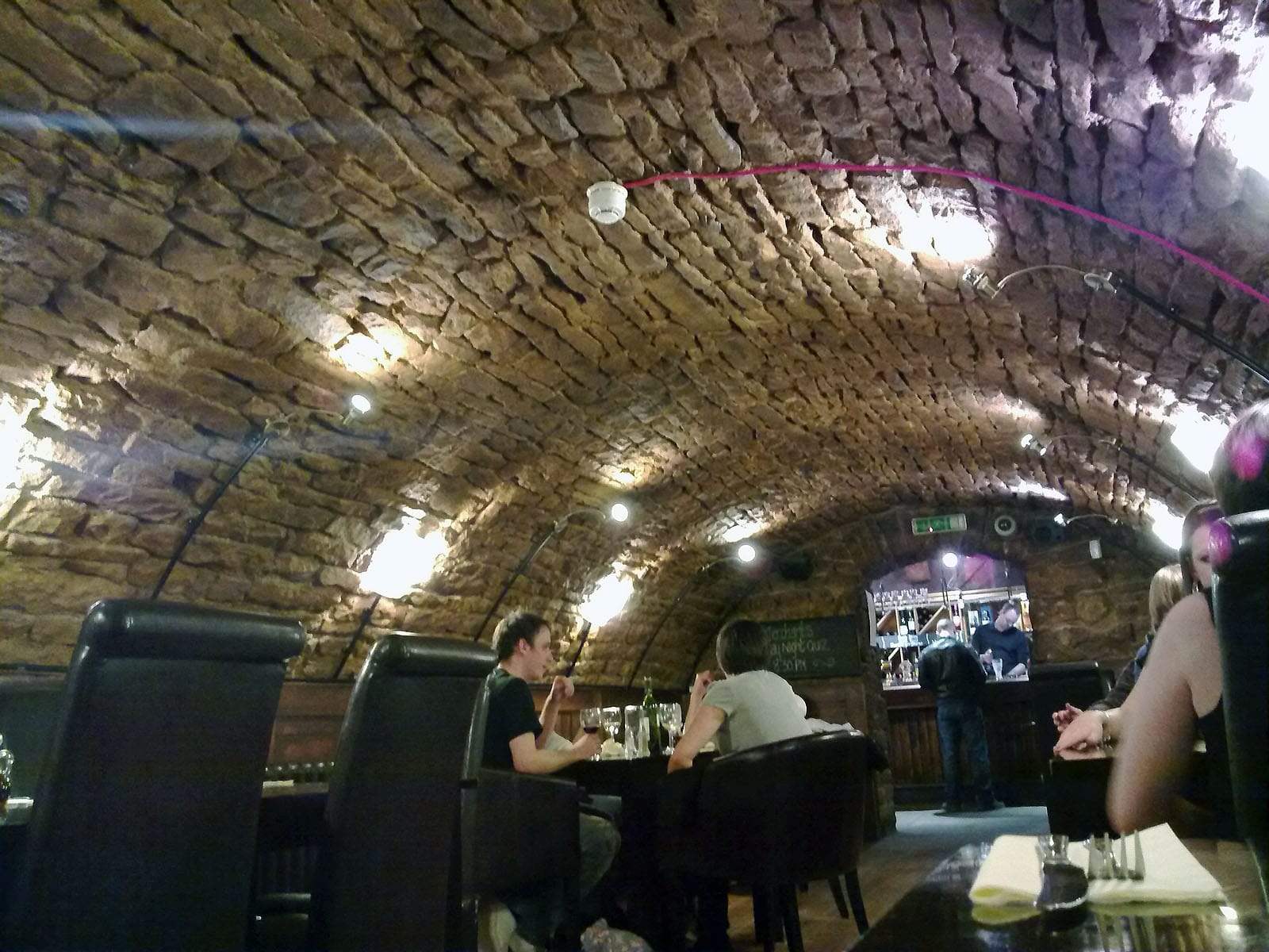 A cave-like pub near to the station. Decent food for a pub.