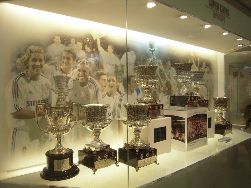A visit to the room of trophies at Bernabeu Stadium in Madrid 