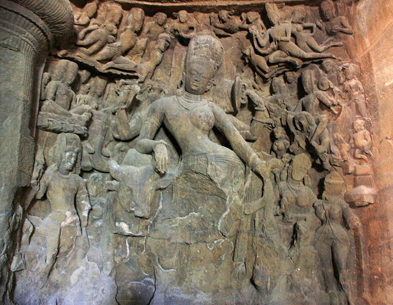 Ardhanarishvara (centre) at Elephanta caves