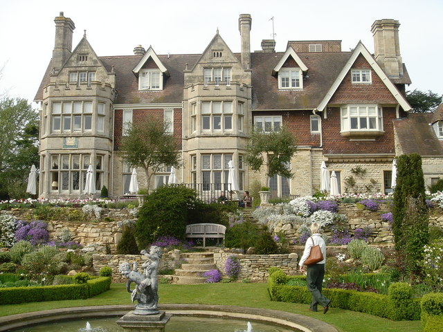 Hambleton Hall. The front and gardens of the up-market hotel restaurant