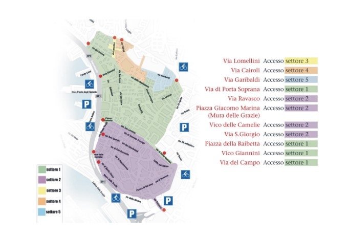 Mappa delle ZTL e parcheggi della città di Genova