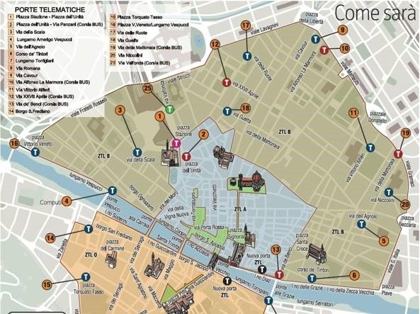 Mappa zone ZTL della città di Firenze