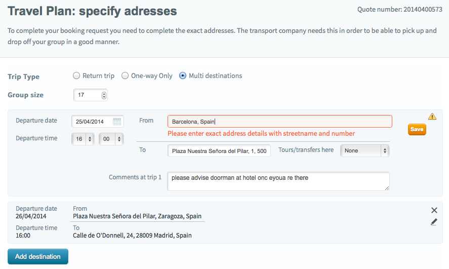 You must enter a valid pick-up and drop-off address