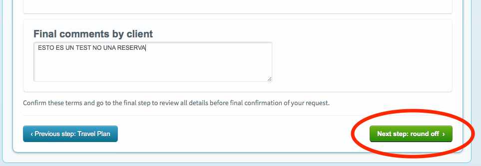 Use the green round off button to move forward