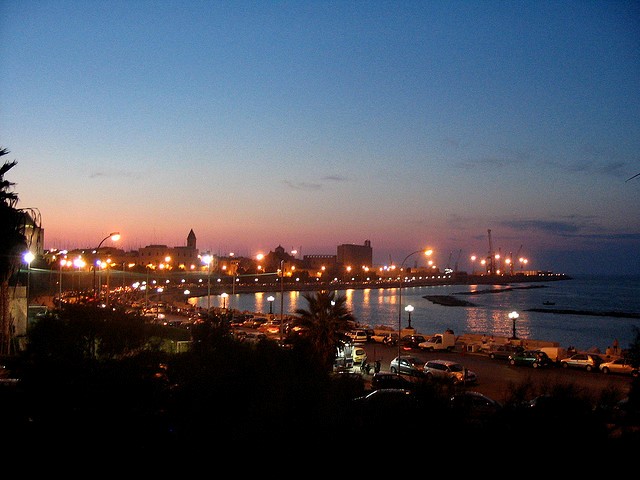The city of Bari at dusk 