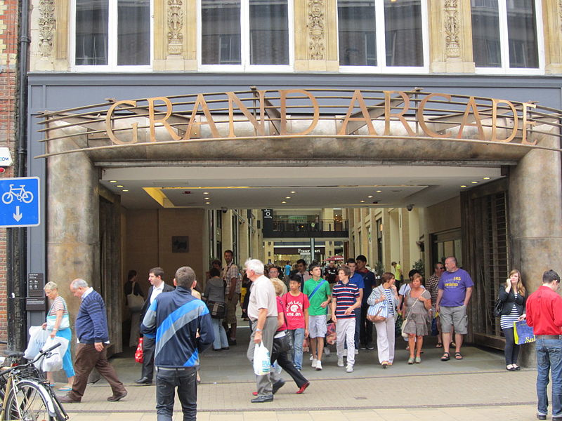 Entrance to the Grand Arcade shopping centre, Cambridge, England.
