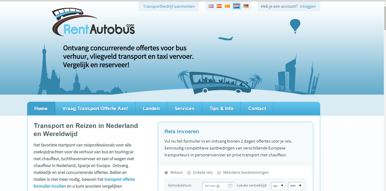 RentAutobus Homepage Nederlands