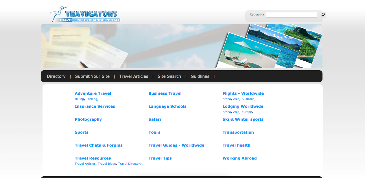 Homepage of travigators.com 