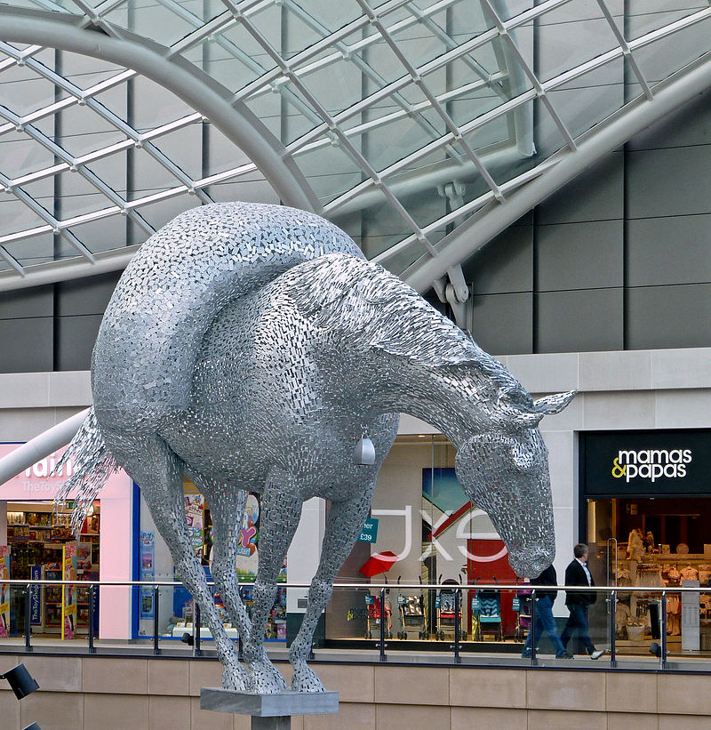 Horse sculpture in the Trinity Centre, Leeds, West Yorkshire.
