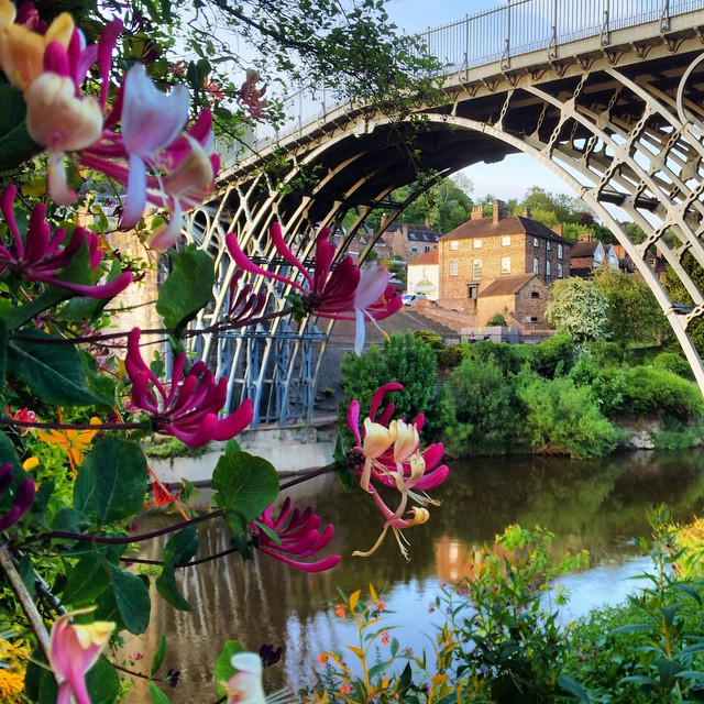 Iron bridge with flowers