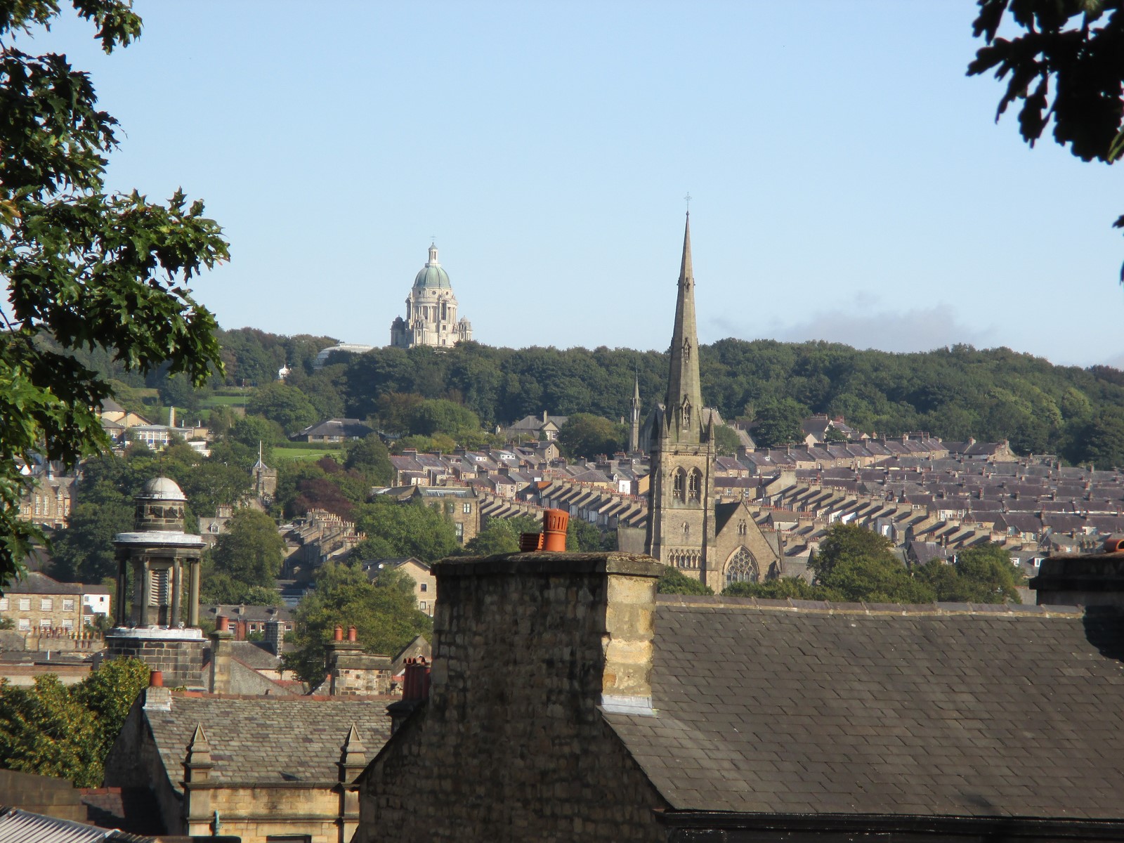 Lancaster Cathedral in the middle distance, and the Ashton Memorial