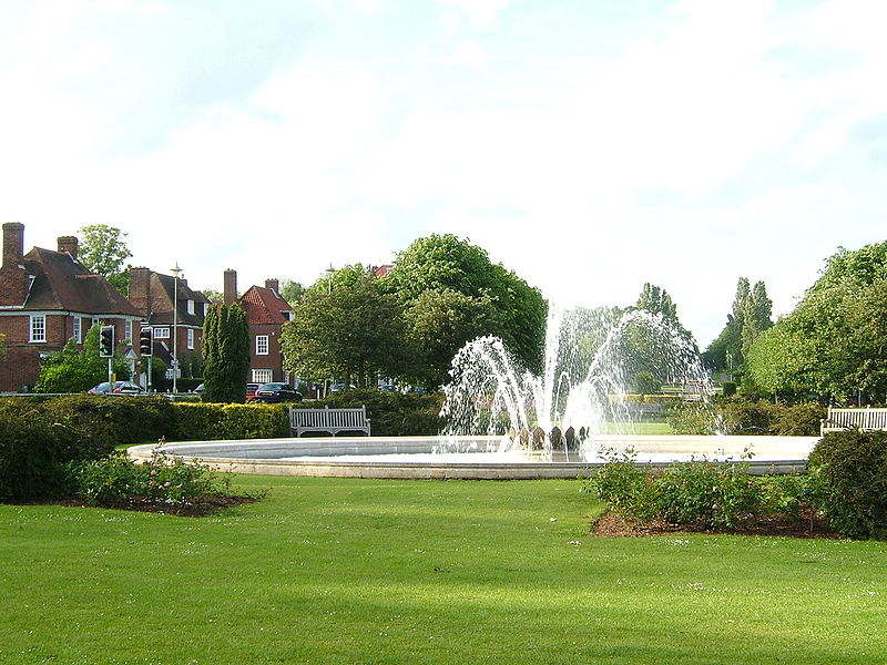 The Coronation Fountain, Parkway, Welwyn Garden City, Hertfordshire, England