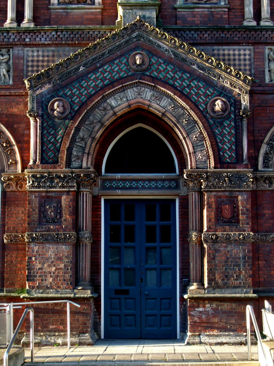 The doorway of the Wedgwood Institute (the old Burslem Library)