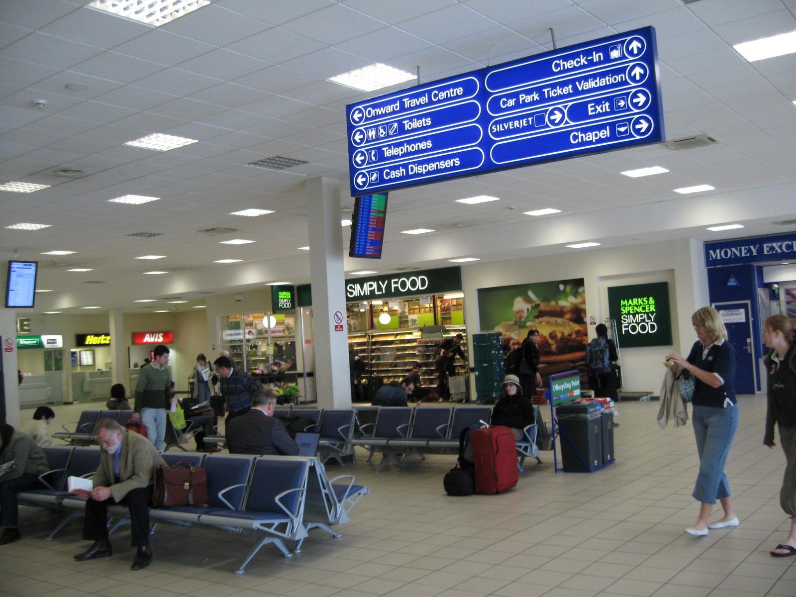 Waiting area, Luton airport main hall.